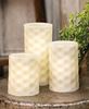 Picture of White Geometric Pillar Candle, White Light, 6”