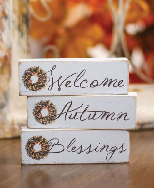 Picture of Welcome, Autumn, Blessings Block, 3 Asstd.