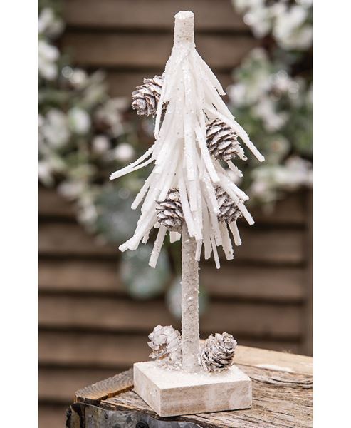 Picture of White Glittered Pinecone Tree 8”