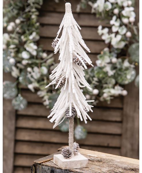 Picture of White Glittered Pinecone Tree 12”