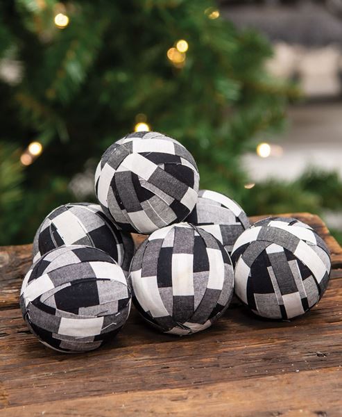 Picture of 6/Set, Black Buffalo Check Rag Balls