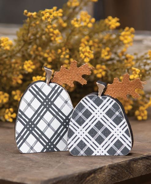 Picture of Black Plaid Freestanding Pumpkins, 2/Set