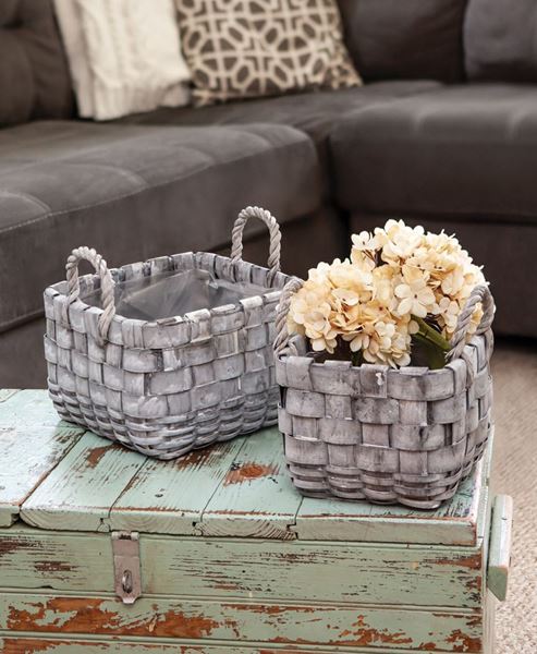 Picture of Square Graywashed Planter Baskets, 2/Set