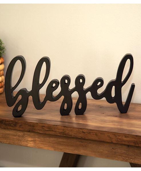 Picture of Blessed Script Word Shelf Sitter