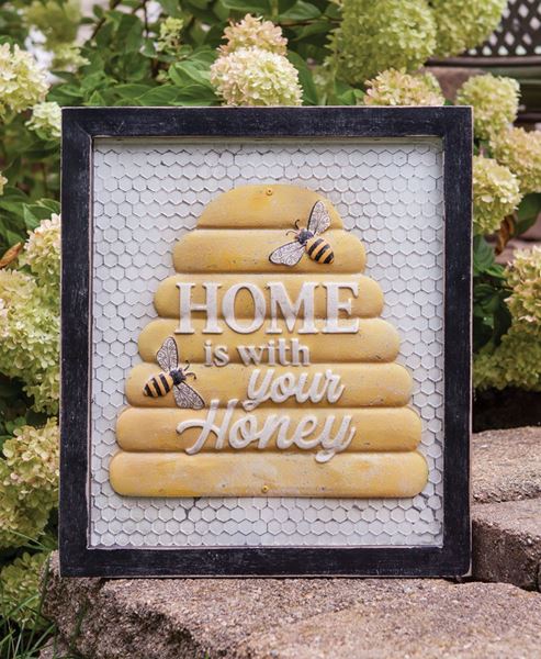 Picture of Home Is With Your Honey Framed Metal Sign