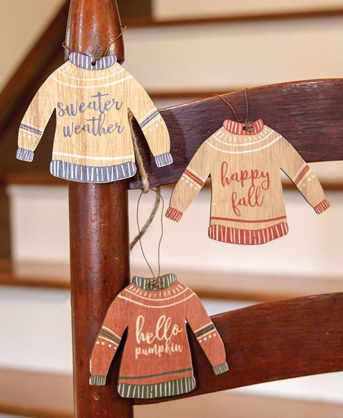 Picture of Fall Sweater Wooden Ornaments, 3/Set