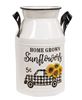 Picture of Home Grown Sunflowers White Metal Milk Can