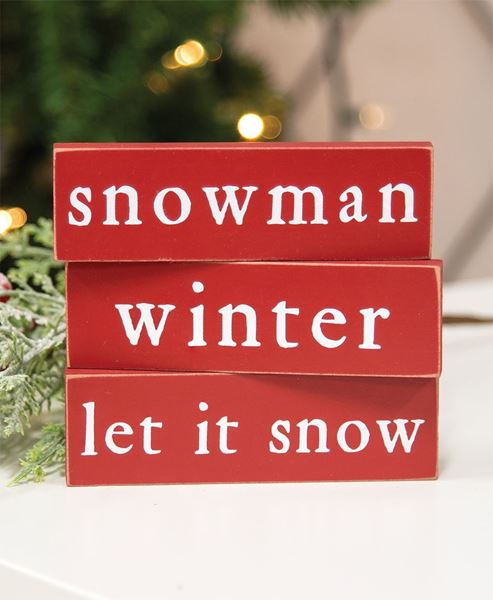 Picture of Let It Snow, Winter or Snowman Thin Mini Block, 3 Asstd.