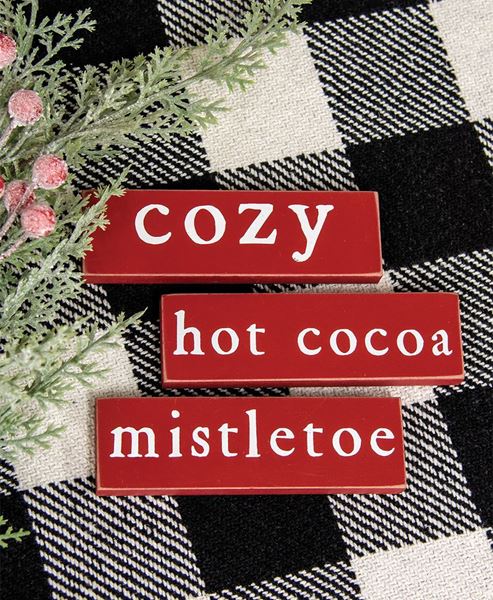 Picture of Cozy, Mistletoe or Hot Cocoa Thin Mini Block, 3 Asstd.