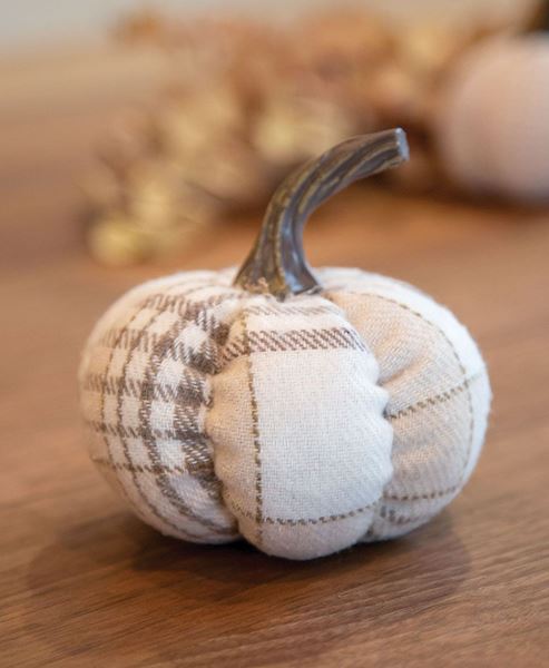 Picture of Cream Plaid Pumpkin Small