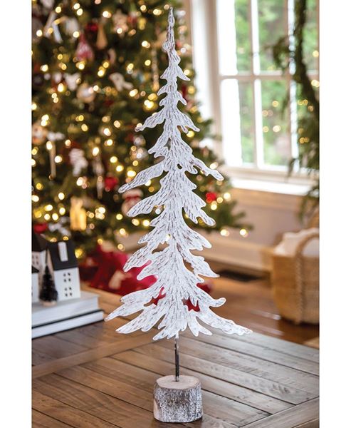 Picture of Large White Washed Metal Christmas Tree