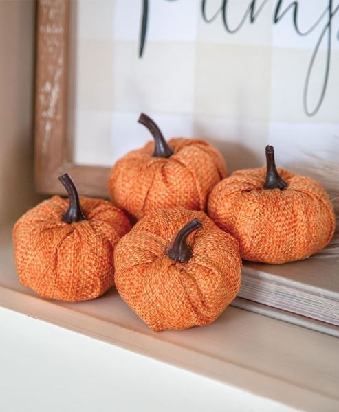 Picture of Orange Burlap Pumpkins 2.25", 4/Pack