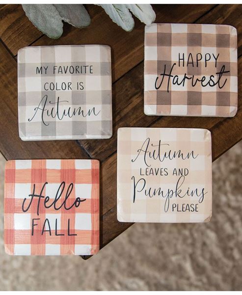 Picture of Fall Gingham Resin Coasters, Set/4