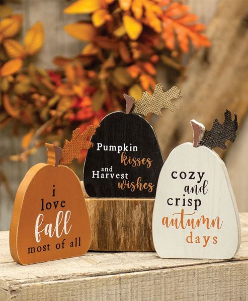 Picture of Rustic Fall Words Pumpkin Blocks,  3/Set