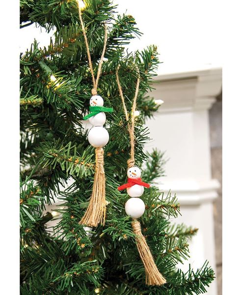 Picture of White Bead Snowman Ornament, 2 Asstd.