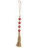 Picture of Red & White Jute Tasseled Bead Ornament