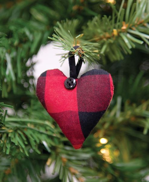 Picture of Red & Black Buffalo Check Fabric Heart Hanger Ornament