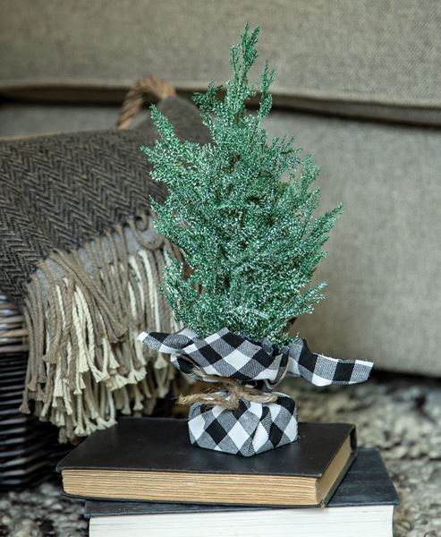 Picture of Mini Cedar Tree w/Black & White Buffalo Check Base