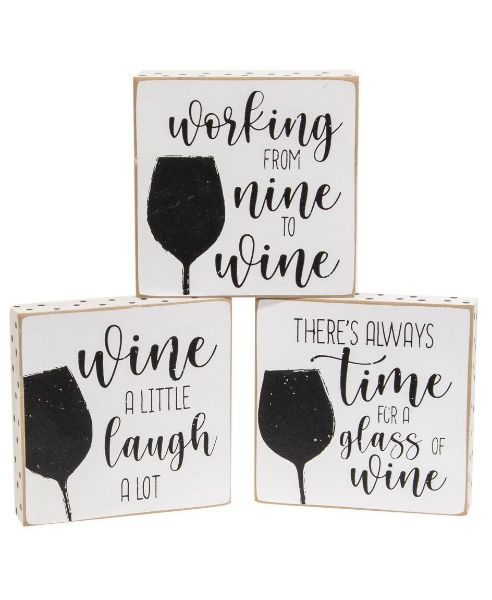 Picture of Always Time For Wine Polka Dot Square Block, 3 Asstd.